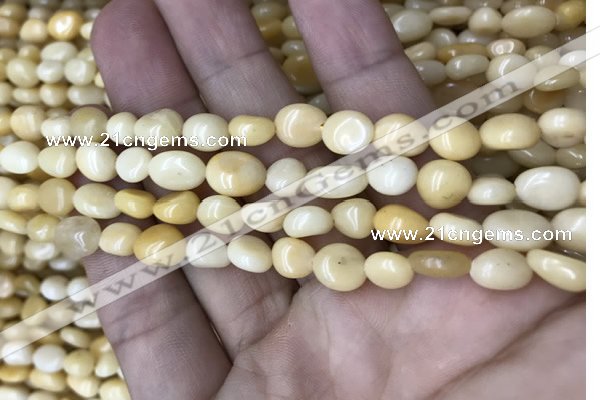 CNG8021 15.5 inches 6*8mm nuggets yellow jade beads wholesale