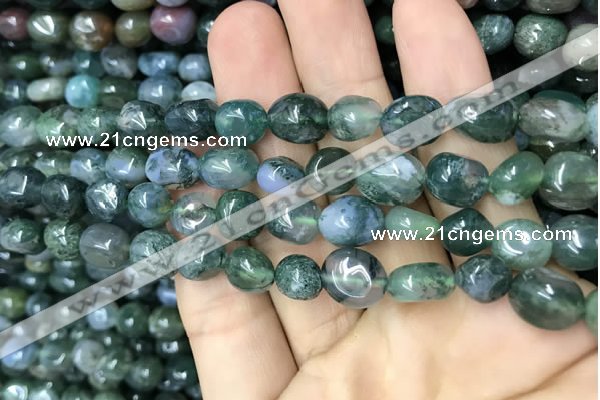 CNG8039 15.5 inches 8*10mm nuggets moss agate beads wholesale