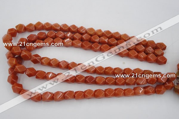 CNG811 15.5 inches 9*12mm faceted nuggets red aventurine beads