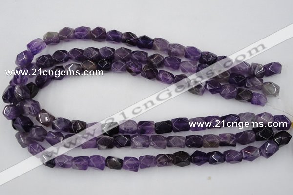 CNG816 15.5 inches 9*12mm faceted nuggets amethyst beads