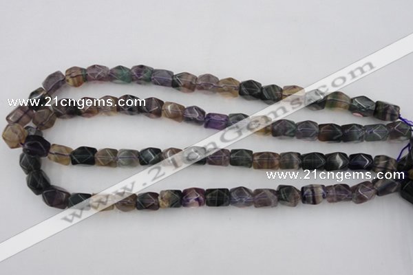 CNG818 15.5 inches 9*12mm faceted nuggets fluorite beads