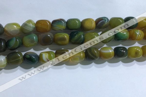 CNG8193 15.5 inches 10*14mm nuggets striped agate beads wholesale