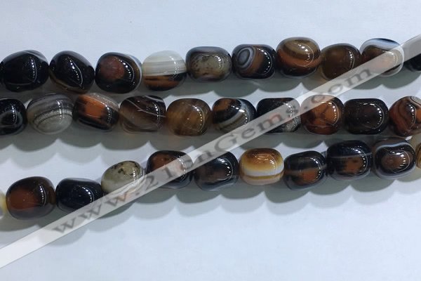 CNG8197 15.5 inches 10*14mm nuggets striped agate beads wholesale