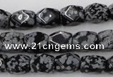 CNG820 15.5 inches 9*12mm faceted nuggets snowflake obsidian beads