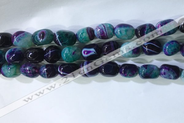 CNG8201 15.5 inches 10*14mm nuggets striped agate beads wholesale