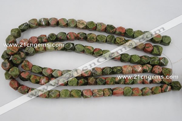 CNG821 15.5 inches 9*12mm faceted nuggets unakite gemstone beads