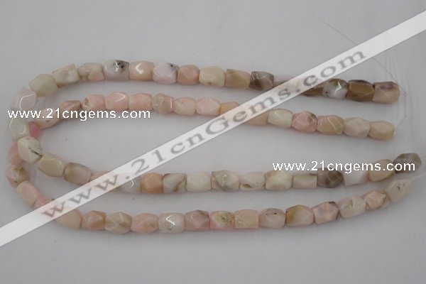 CNG824 15.5 inches 9*12mm faceted nuggets pink opal gemstone beads