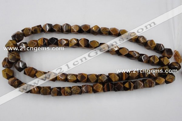 CNG826 15.5 inches 9*12mm faceted nuggets yellow tiger eye beads