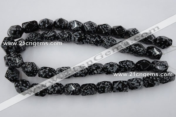 CNG834 15.5 inches 13*18mm faceted nuggets snowflake obsidian beads