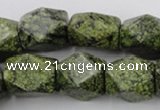 CNG835 15.5 inches 13*18mm faceted nuggets green lace gemstone beads