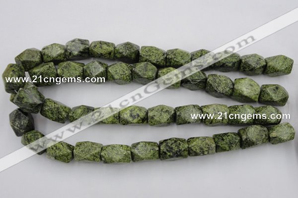 CNG835 15.5 inches 13*18mm faceted nuggets green lace gemstone beads