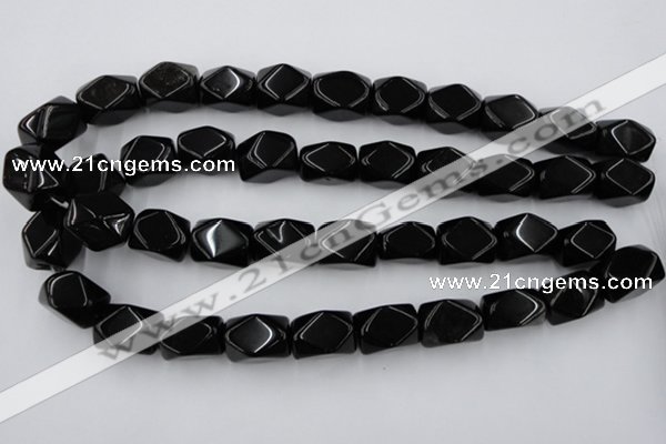 CNG836 15.5 inches 13*18mm faceted nuggets black obsidian beads