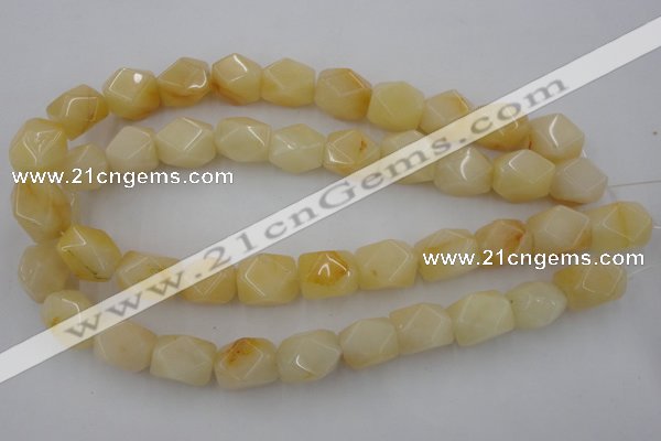 CNG837 15.5 inches 13*18mm faceted nuggets yellow jade beads