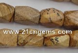 CNG842 15.5 inches 13*18mm faceted nuggets picture jasper beads