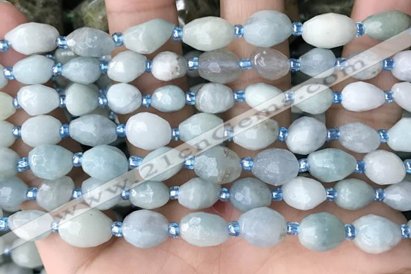 CNG8509 15.5 inches 6*8mm - 8*12mm faceted nuggets aquamarine beads