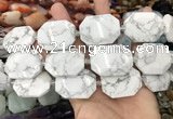 CNG8556 22*30mm - 25*35mm faceted freeform white howlite beads