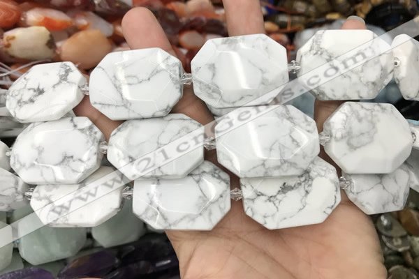 CNG8556 22*30mm - 25*35mm faceted freeform white howlite beads