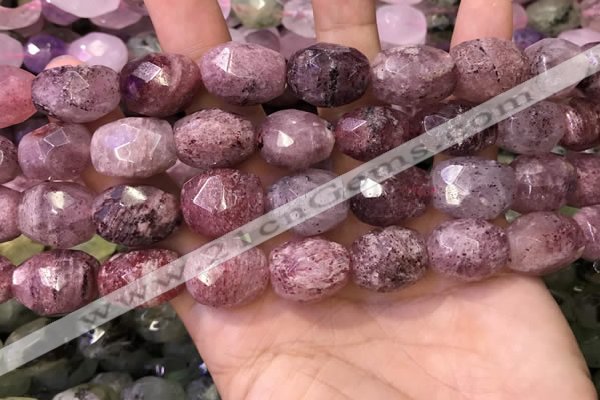 CNG8565 12*16mm - 15*20mm faceted nuggets strawberry quartz beads