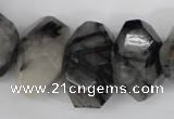 CNG857 15.5 inches 14*22mm faceted nuggets black rutilated quartz beads