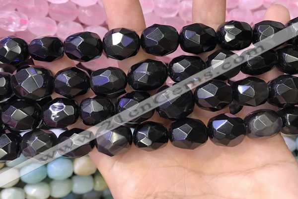 CNG8574 12*16mm - 15*20mm faceted nuggets black obsidian beads