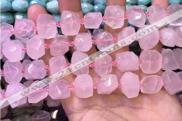 CNG8590 12*16mm - 13*18mm faceted nuggets rose quartz beads