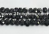 CNG8624 10*13mm - 12*16mm faceted freeform black agate beads