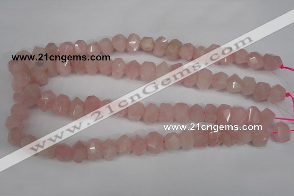 CNG863 15.5 inches 10*14mm faceted nuggets rose quartz beads