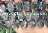 CNG8632 13*18mm - 15*25mm faceted freeform sesame jasper beads