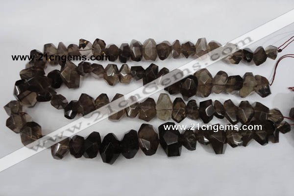 CNG866 15.5 inches 8*12mm – 14*22mm faceted nuggets smoky quartz beads