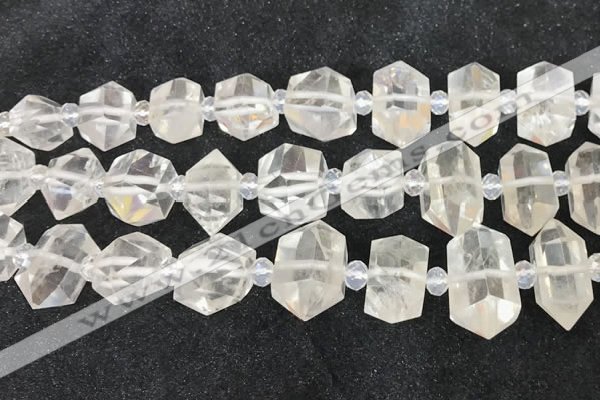 CNG8670 12*20mm - 20*33mm faceted nuggets white crystal beads