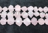 CNG8672 12*20mm - 20*33mm faceted nuggets rose quartz beads