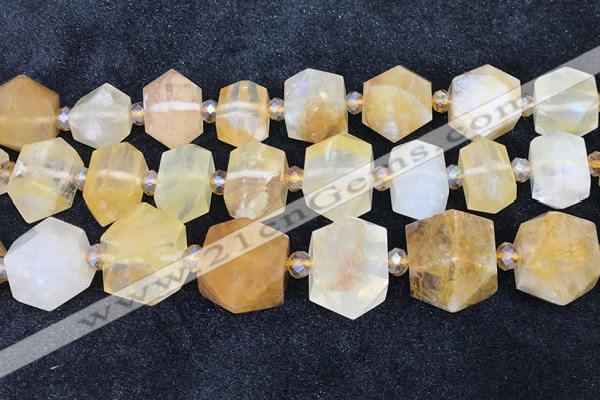 CNG8675 12*20mm - 20*33mm faceted nuggets yellow quartz beads