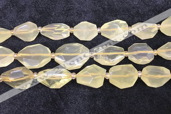 CNG8685 16*23mm - 25*30mm faceted freeform lemon quartz beads