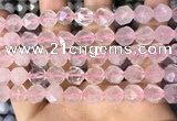 CNG8692 15.5 inches 10mm faceted nuggets rose quartz beads