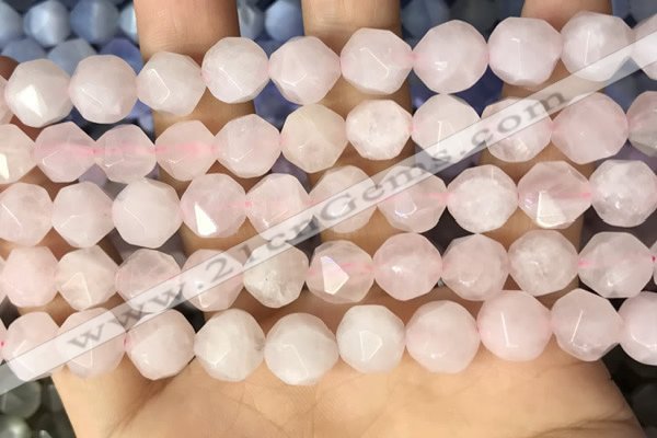 CNG8693 15.5 inches 10mm faceted nuggets rose quartz beads