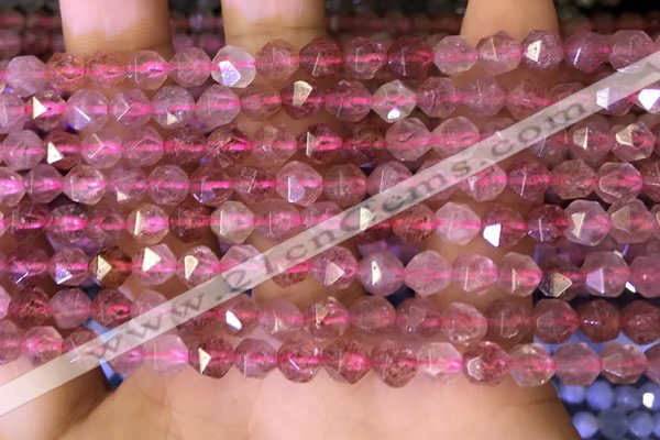 CNG8695 15.5 inches 6mm faceted nuggets strawberry quartz beads