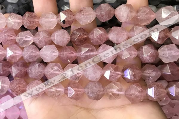 CNG8697 15.5 inches 10mm faceted nuggets strawberry quartz beads