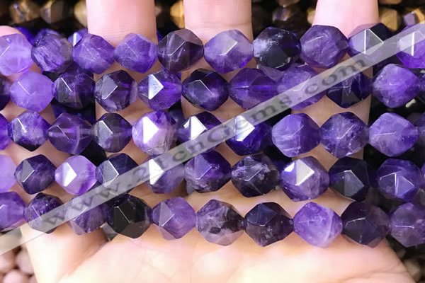 CNG8702 15.5 inches 10mm faceted nuggets amethyst gemstone beads