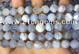 CNG8707 15.5 inches 10mm faceted nuggets blue chalcedony beads