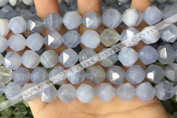 CNG8708 15.5 inches 12mm faceted nuggets blue chalcedony beads