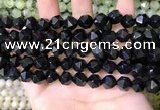 CNG8737 15.5 inches 8mm faceted nuggets black agate beads