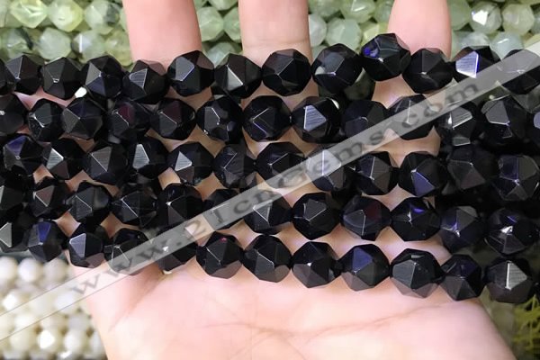 CNG8737 15.5 inches 8mm faceted nuggets black agate beads