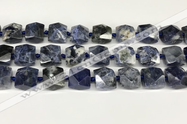 CNG8792 16*17mm - 18*19mm faceted nuggets sodalite  beads