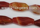 CNG880 15.5 inches 14*30mm faceted rice red agate nugget beads