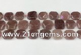 CNG8803 15.5 inches 16mm - 20mm faceted freeform strawberry quartz beads