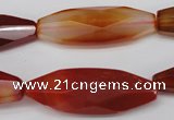 CNG881 15.5 inches 15*40mm faceted rice red agate nugget beads