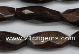 CNG882 15.5 inches 14*32mm faceted rice bronzite nugget beads