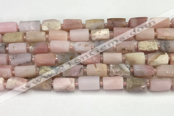 CNG8859 15.5 inches 8*12mm - 10*16mm nuggets matte pink opal beads