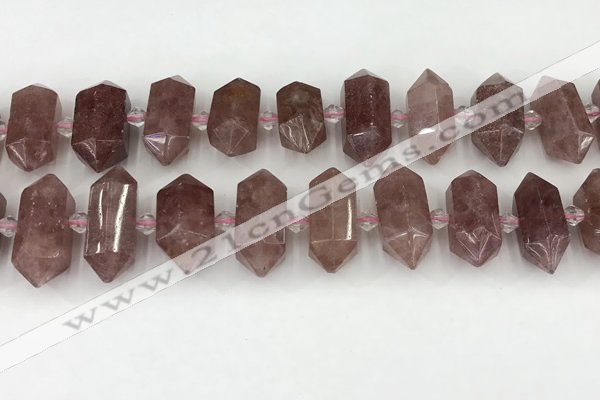 CNG8900 10*25mm - 14*30mm faceted nuggets strawberry quartz beads