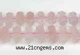 CNG8910 10*25mm - 15*30mm faceted nuggets rose quartz beads